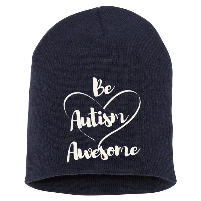 Cute Autism Awareness Autistic Support Saying Short Acrylic Beanie