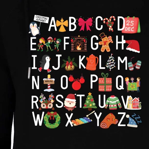 Christmas Alphabet Abc Kindergarten Teacher Alphabet Womens Funnel Neck Pullover Hood