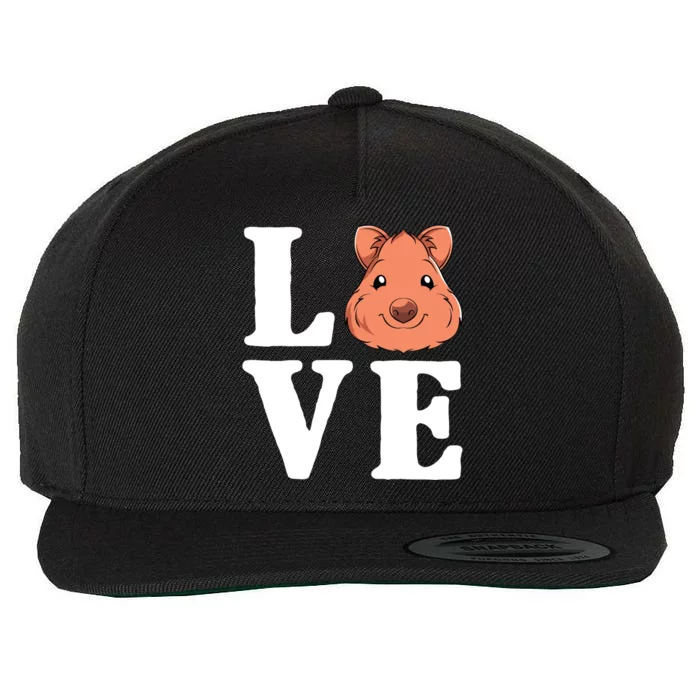 Cute Aussie Animal Lover Gift Valentines Day Love Quokka Gift Wool Snapback Cap