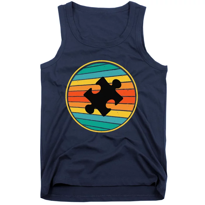 Cute Autism Awareness Puzzle Vintage Retro 70s 80s Autism Tank Top