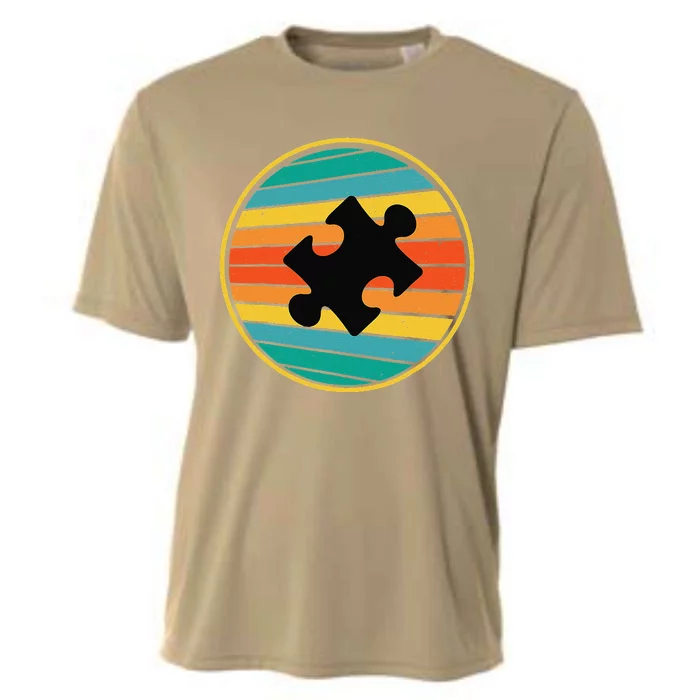 Cute Autism Awareness Puzzle Vintage Retro 70s 80s Autism Cooling Performance Crew T-Shirt