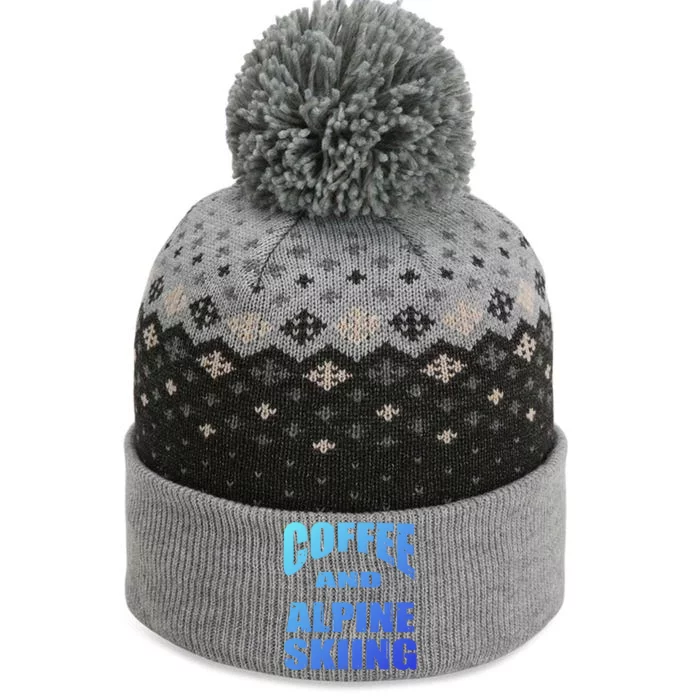 Coffee And Alpine Skiing Design Coffee Lover Gift The Baniff Cuffed Pom Beanie