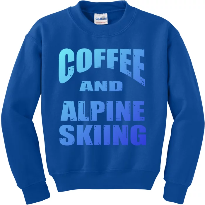 Coffee And Alpine Skiing Design Coffee Lover Gift Kids Sweatshirt