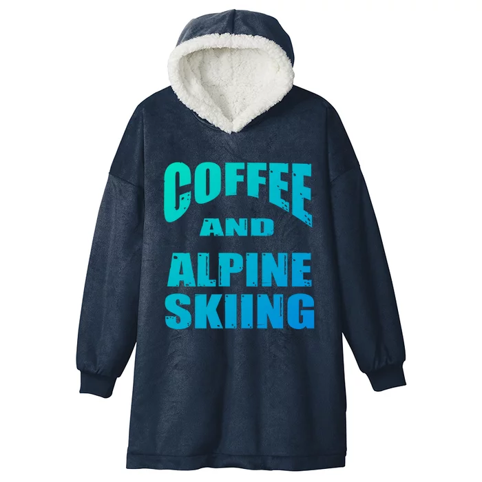 Coffee And Alpine Skiing Design Coffee Lover Gift Hooded Wearable Blanket