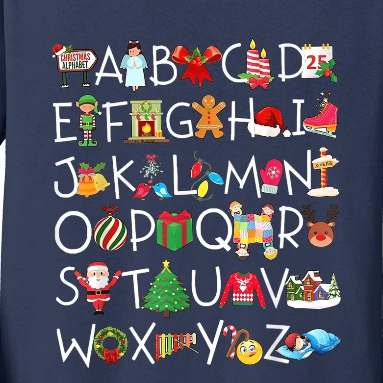 Christmas Alphabet A.B.C Teacher Costumes Kids Long Sleeve Shirt