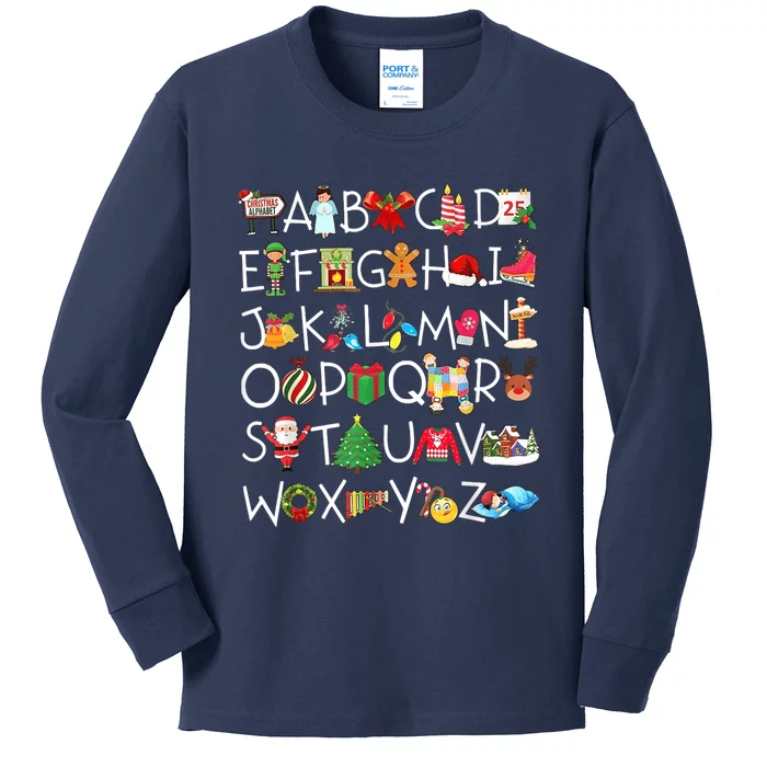 Christmas Alphabet A.B.C Teacher Costumes Kids Long Sleeve Shirt