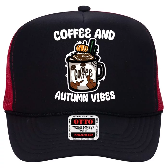 Coffee And Autumn Vibes Halloween High Crown Mesh Trucker Hat