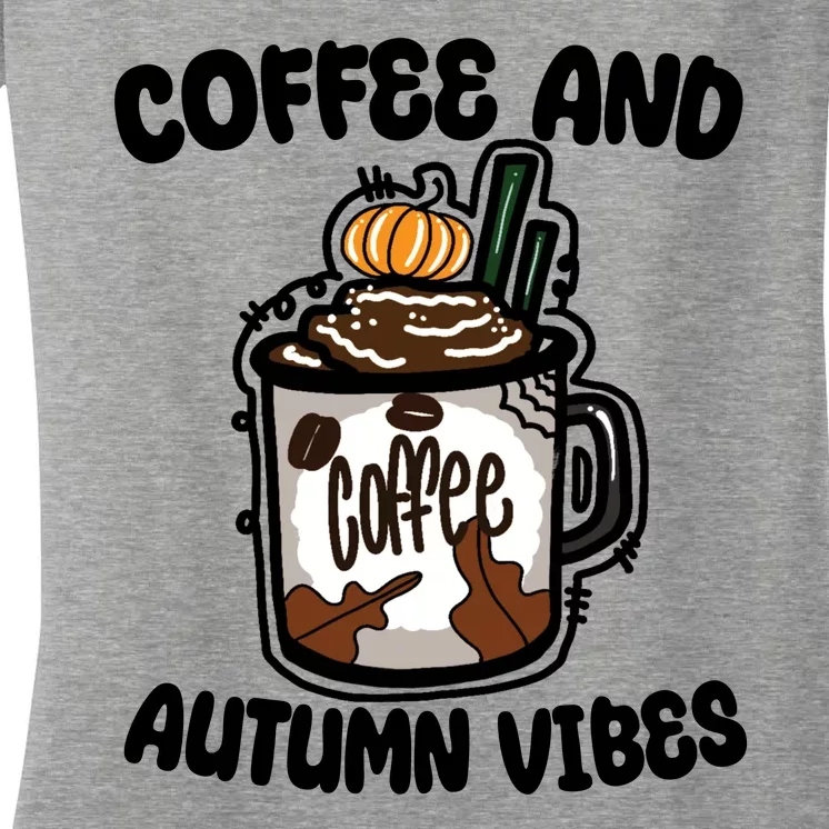 Coffee And Autumn Vibes Halloween Women's V-Neck T-Shirt