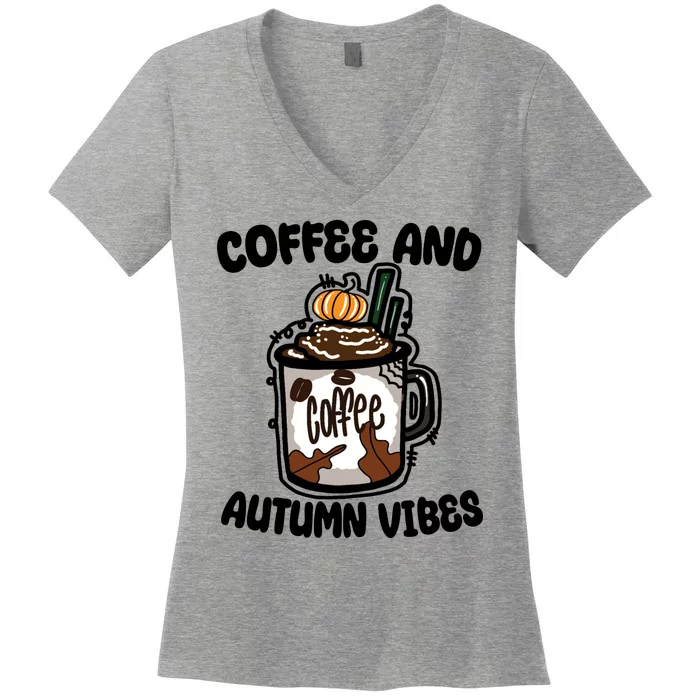 Coffee And Autumn Vibes Halloween Women's V-Neck T-Shirt