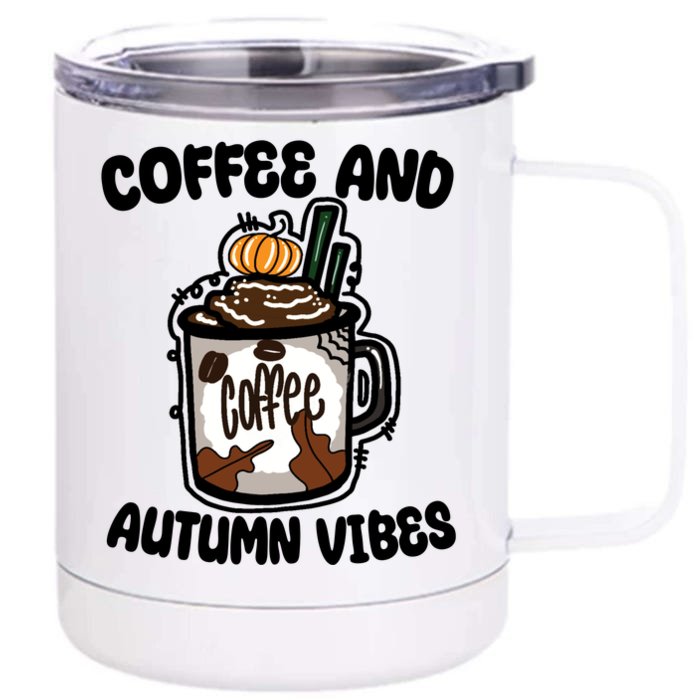 Coffee And Autumn Vibes Halloween Front & Back 12oz Stainless Steel Tumbler Cup