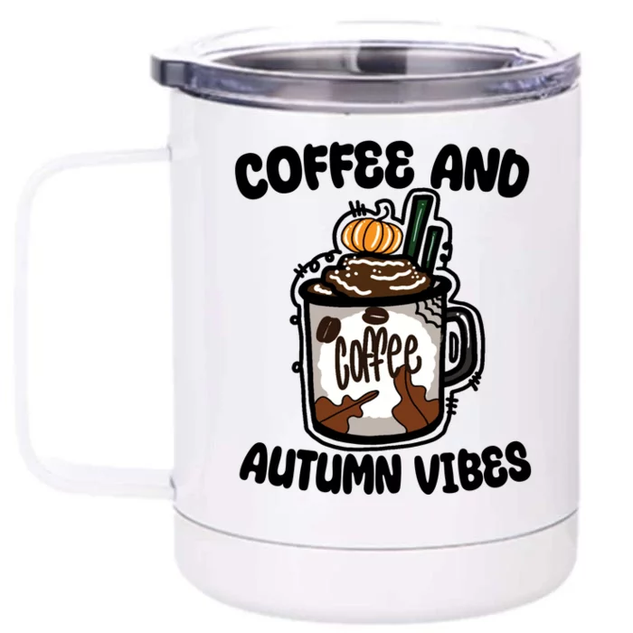 Coffee And Autumn Vibes Halloween Front & Back 12oz Stainless Steel Tumbler Cup