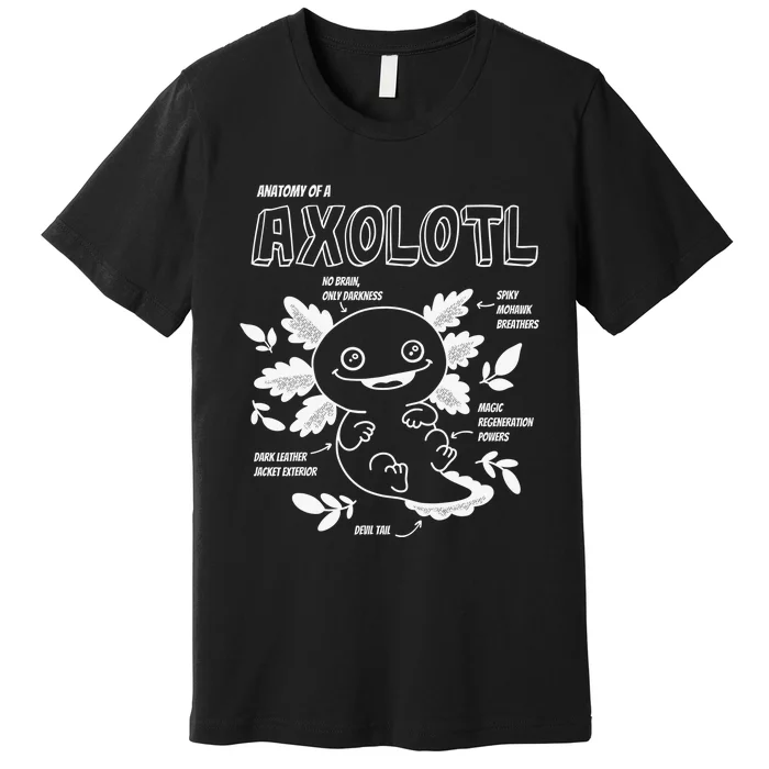 Cute Axolotl Anatomy of a Axolotl Funny Girls Boys Premium T-Shirt