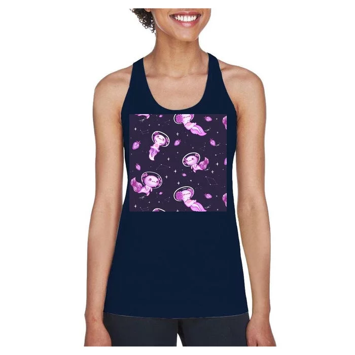 Cute Astronaut Axolotl Space Women's Racerback Tank