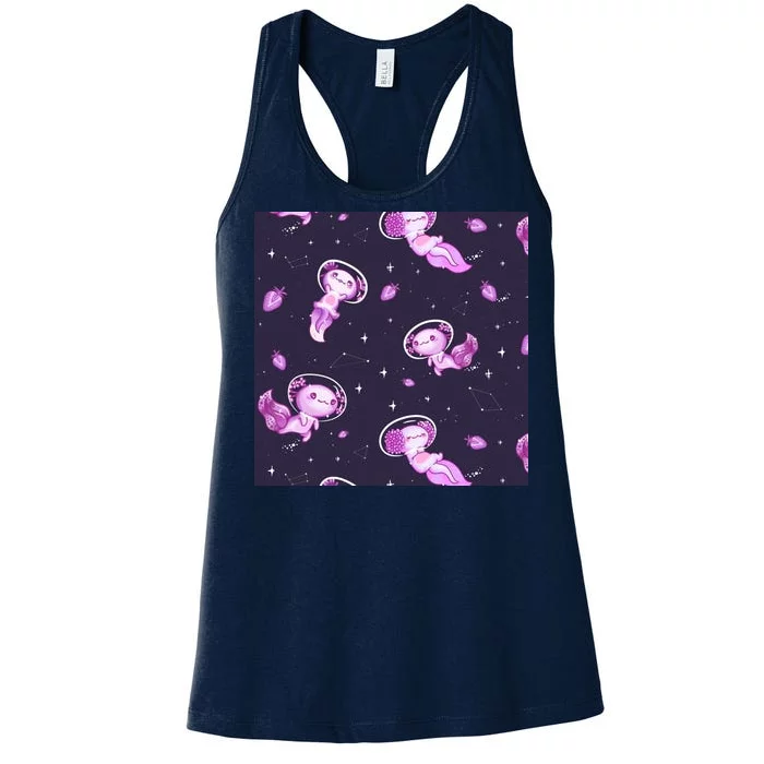 Cute Astronaut Axolotl Space Women's Racerback Tank