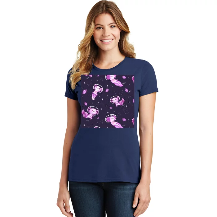 Cute Astronaut Axolotl Space Women's T-Shirt