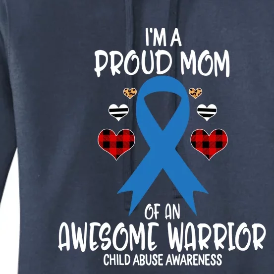 Child Abuse Awareness I'm Proud Mom Of Awesome Warrior Gift Women's Pullover Hoodie