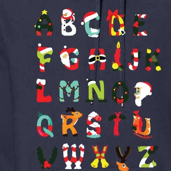 Christmas Alphabet Abc Cute Xmas Prek Teacher Women Premium Hoodie