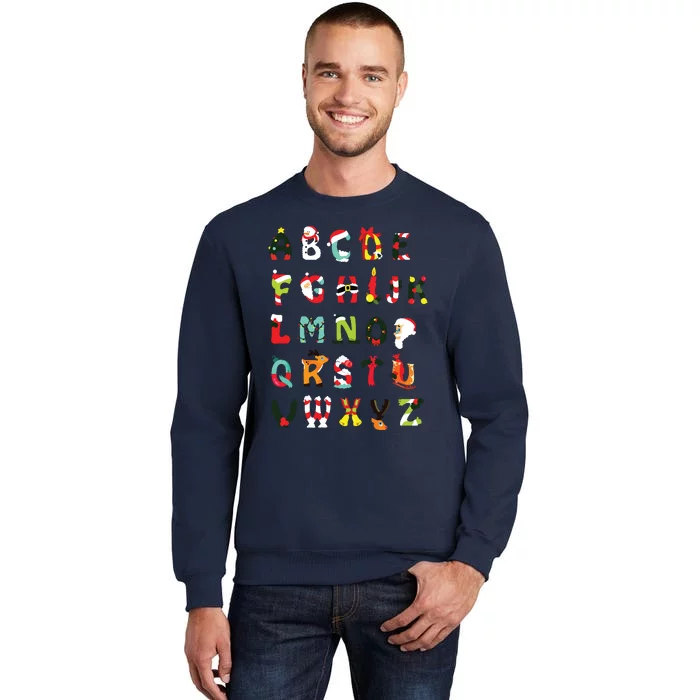 Christmas Alphabet Abc Cute Xmas Prek Teacher Women Tall Sweatshirt