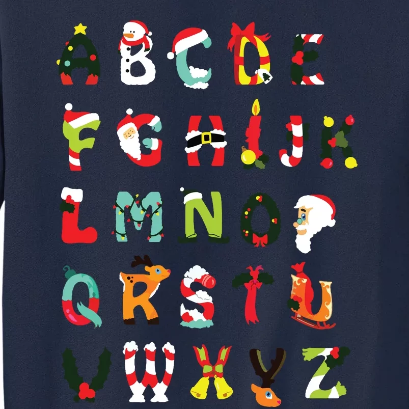 Christmas Alphabet Abc Cute Xmas Prek Teacher Women Tall Sweatshirt