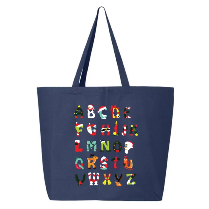 Christmas Alphabet Abc Cute Xmas Prek Teacher Women 25L Jumbo Tote