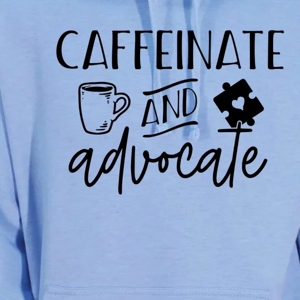 Caffeinate And Advocate Autism Special Ed Teacher Meme Gift Unisex Surf Hoodie