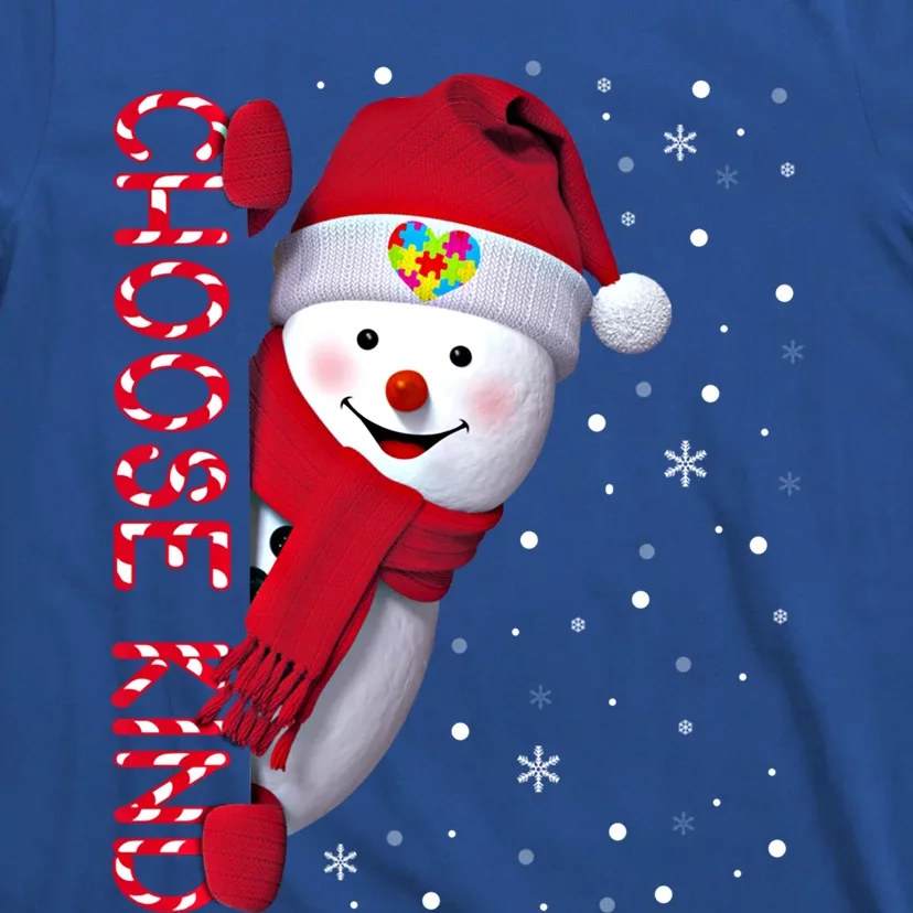 Christmas Autism Awareness Gift Choose Kind Snow Xmas Gift T-Shirt