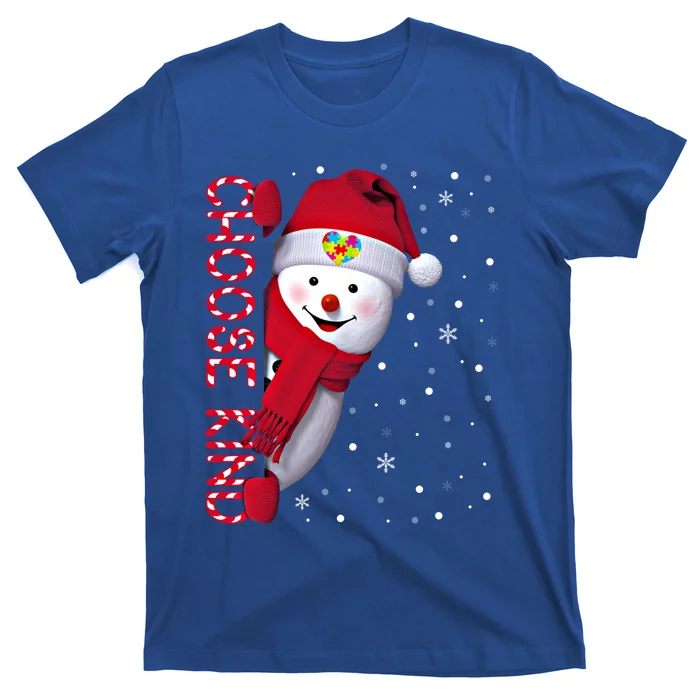 Christmas Autism Awareness Gift Choose Kind Snow Xmas Gift T-Shirt