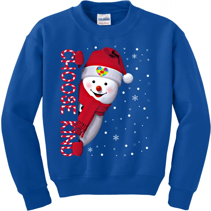 Christmas Autism Awareness Gift Choose Kind Snow Xmas Gift Kids Sweatshirt