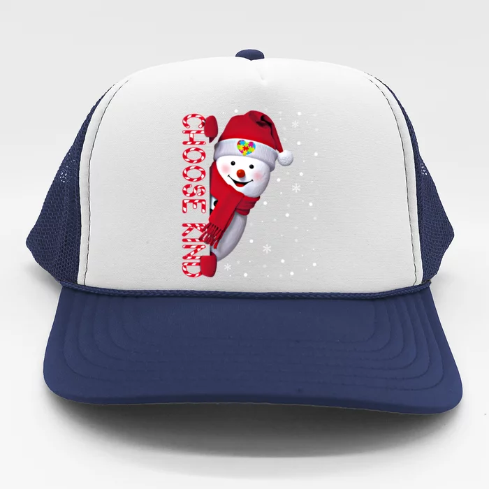 Christmas Autism Awareness Gift Choose Kind Snow Xmas Gift Trucker Hat