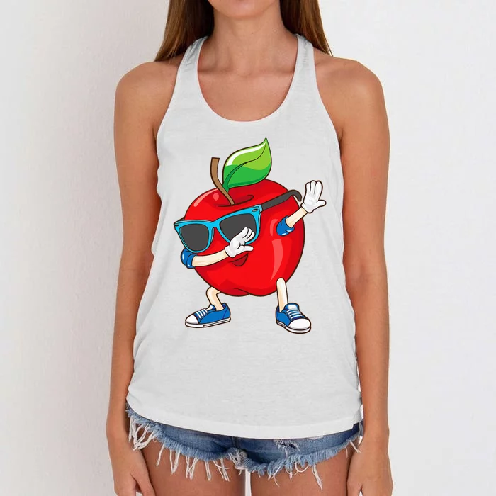 Cool Apple Art For Women Apple Picking Apple Lover Women's Knotted Racerback Tank