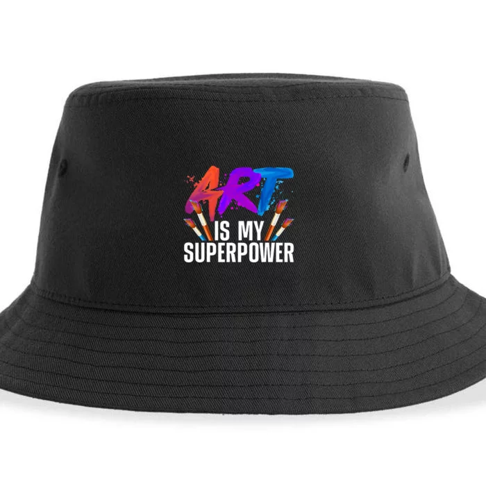 Cool Art ,Art Teacher Artist Painter Superpower Sustainable Bucket Hat