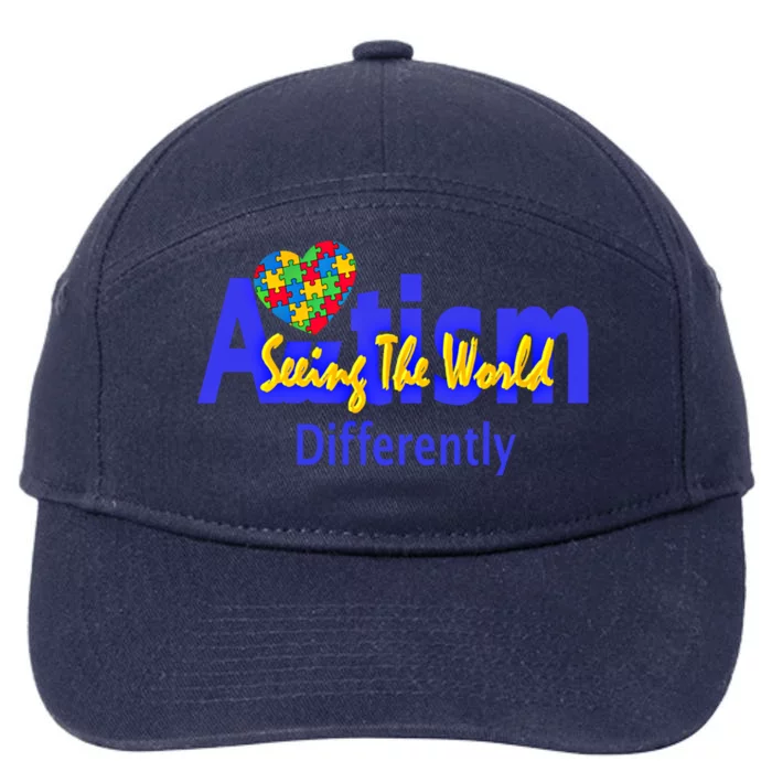 Cool Autism Awareness Autism Seeing The World Differently Gift 7-Panel Snapback Hat