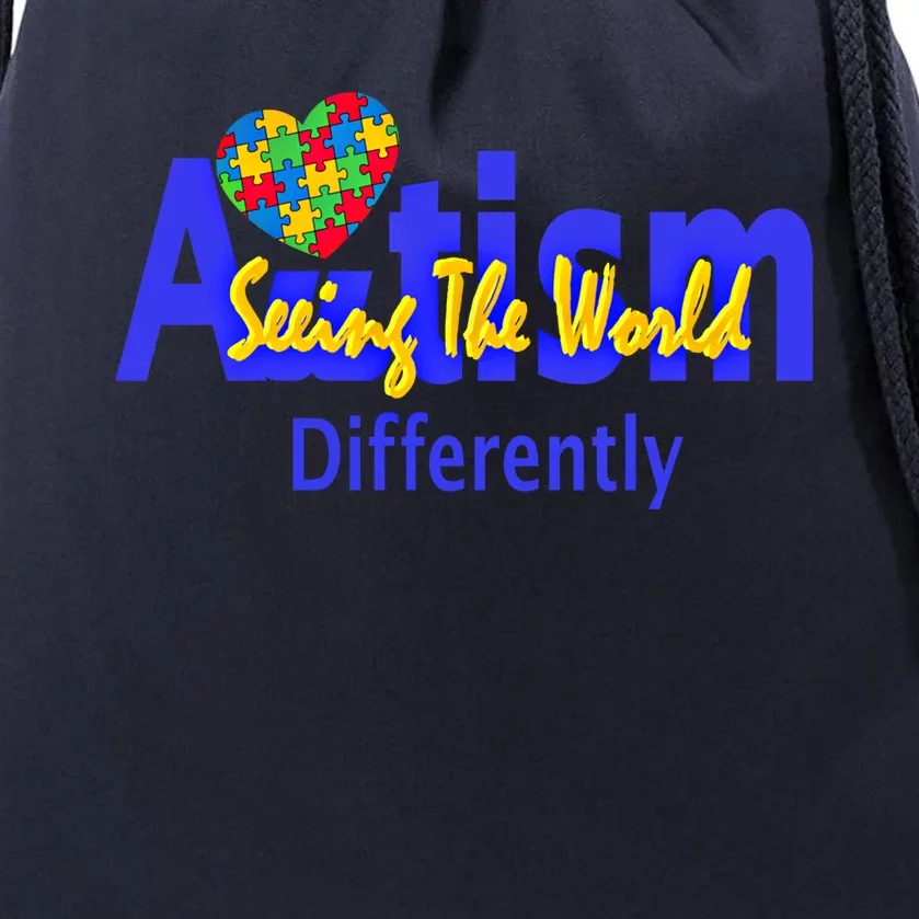 Cool Autism Awareness Autism Seeing The World Differently Gift Drawstring Bag