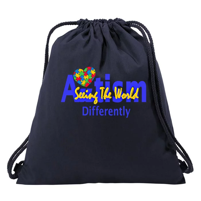 Cool Autism Awareness Autism Seeing The World Differently Gift Drawstring Bag