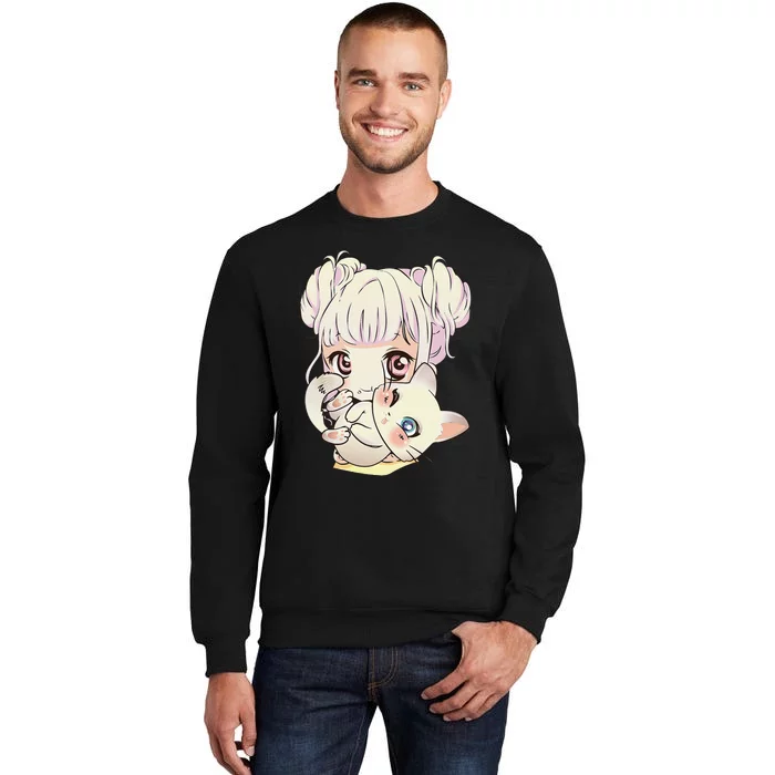 Cute Anime and Cats Lover Manga kawaii Graphic Otaku Tall Sweatshirt