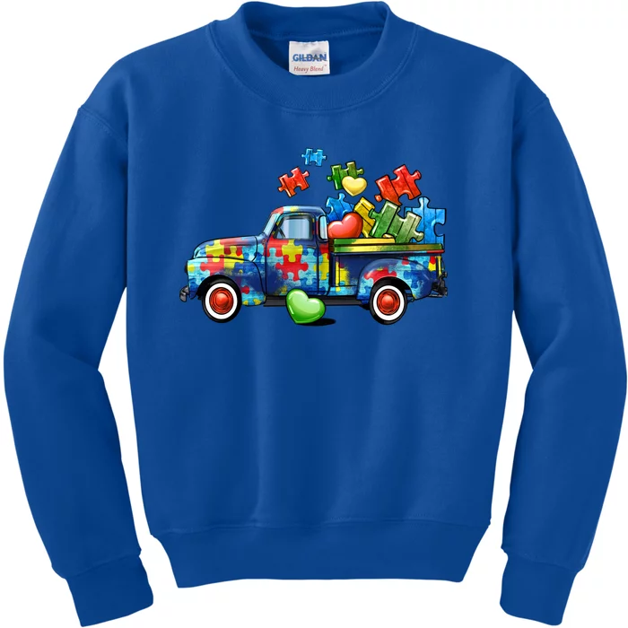 Cool Autism Awareness Truck Kids Sweatshirt