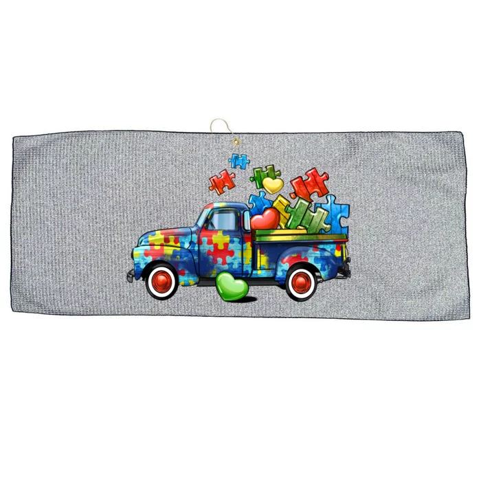 Cool Autism Awareness Truck Large Microfiber Waffle Golf Towel