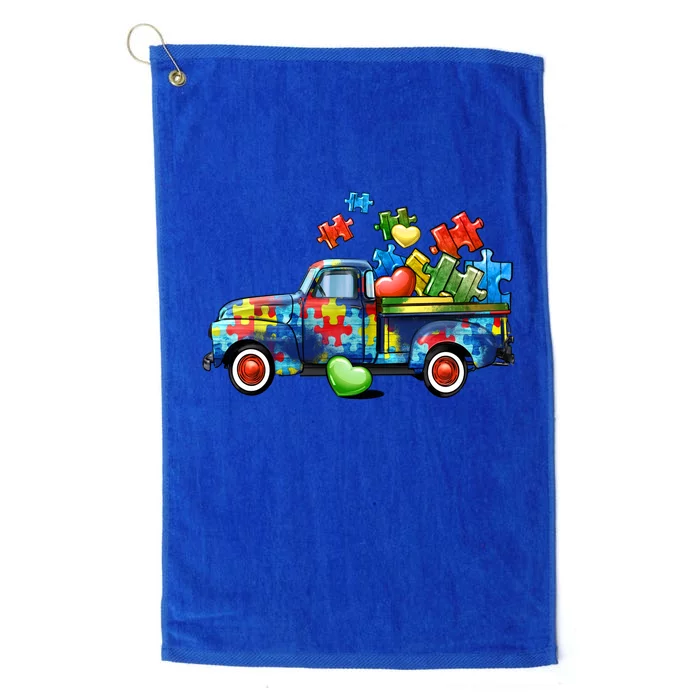 Cool Autism Awareness Truck Platinum Collection Golf Towel