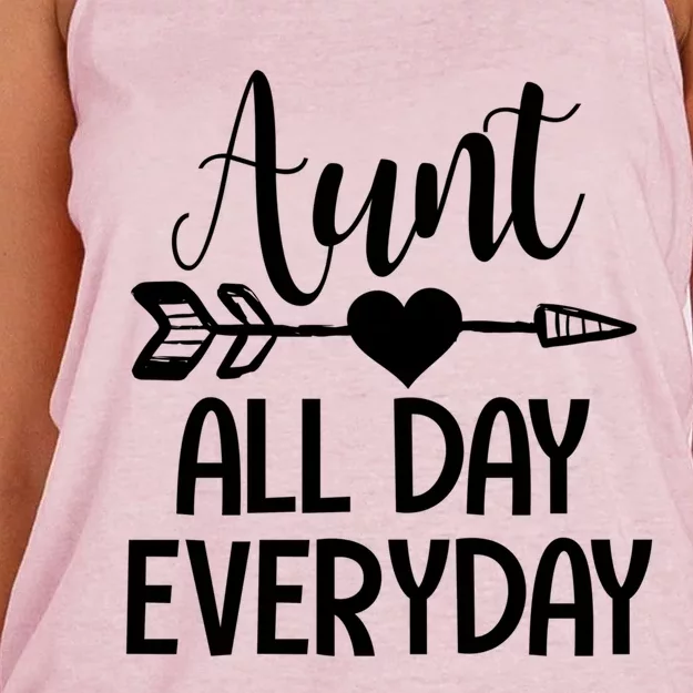 Cute Aunt Auntie Niece Nephew Funny Aunt Arrow Family Gift Women's Knotted Racerback Tank