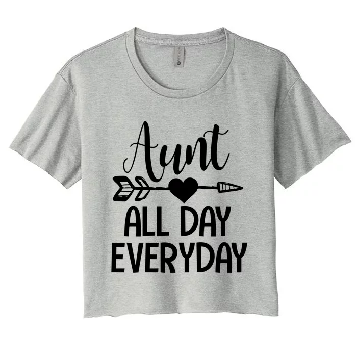 Cute Aunt Auntie Niece Nephew Funny Aunt Arrow Family Gift Women's Crop Top Tee