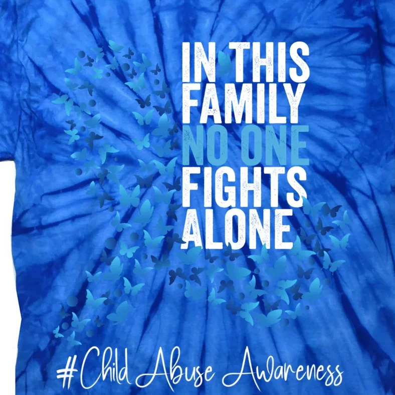 Child Abuse Awareness Month Blue Ribbon Butterflies Cute Gift Tie-Dye T-Shirt