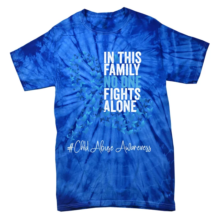 Child Abuse Awareness Month Blue Ribbon Butterflies Cute Gift Tie-Dye T-Shirt