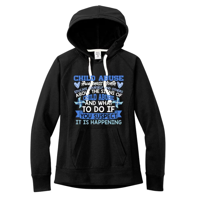 Child Abuse Awareness Month Abuse Prevention Gift Women's Fleece Hoodie