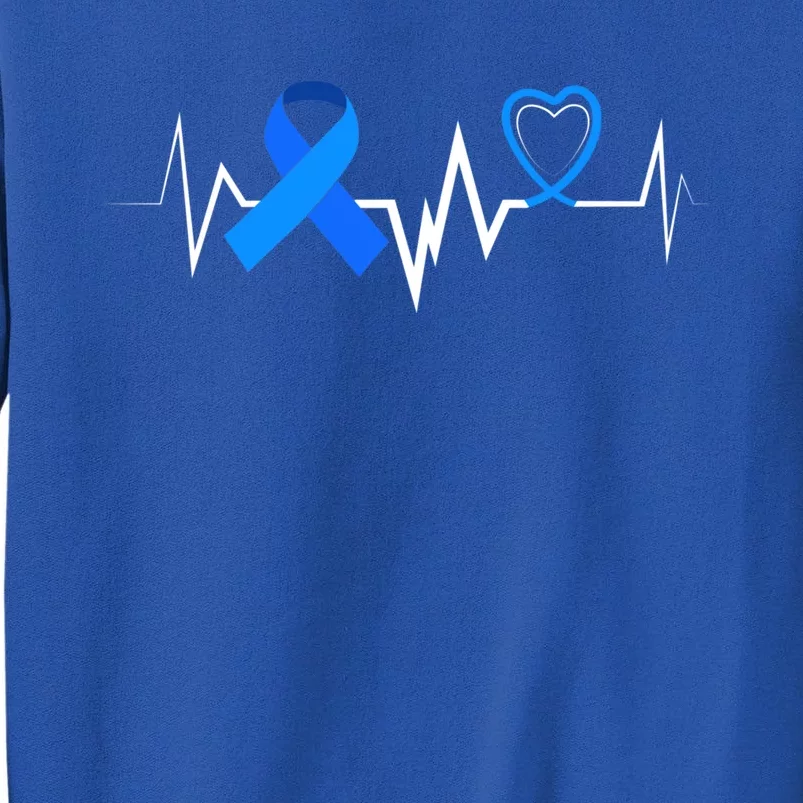 Child Abuse Awareness Great Gift Heartbeat Blue Ribbon Gift Sweatshirt