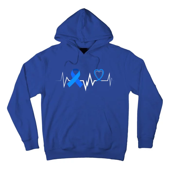 Child Abuse Awareness Great Gift Heartbeat Blue Ribbon Gift Tall Hoodie