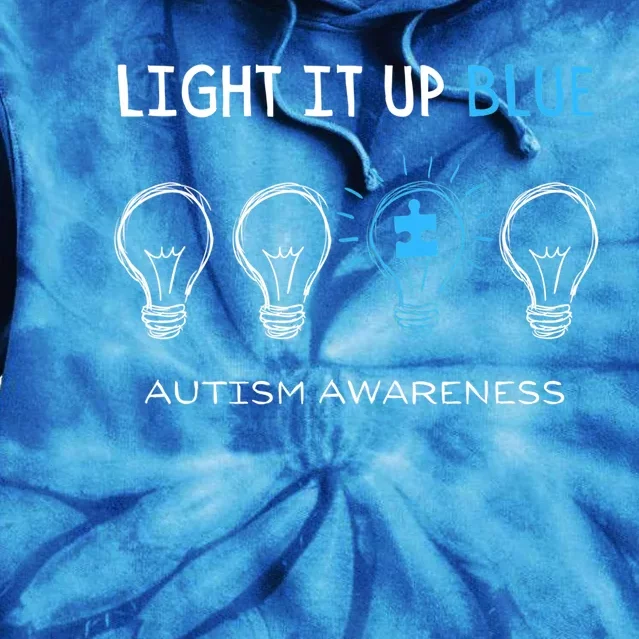 Cool Autism Awareness Gift Light It Up Blue Men Women Kid Toddler Blue Gift Tie Dye Hoodie