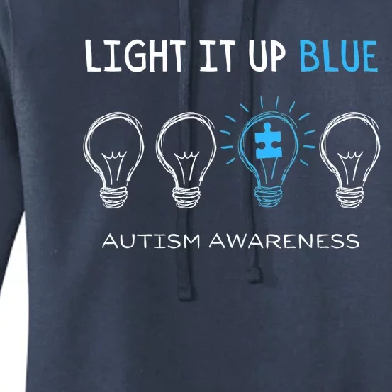 Cool Autism Awareness Gift Light It Up Blue Men Women Kid Toddler Blue Gift Women's Pullover Hoodie