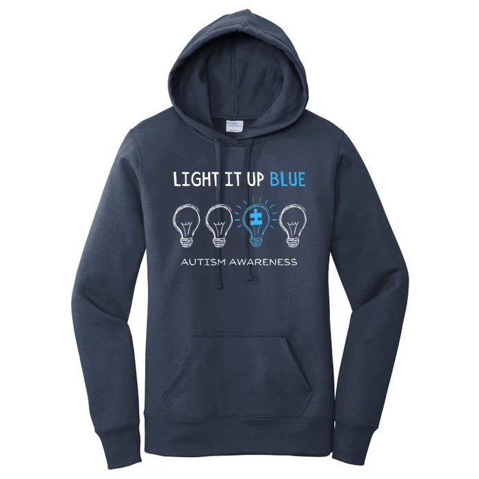 Cool Autism Awareness Gift Light It Up Blue Men Women Kid Toddler Blue Gift Women's Pullover Hoodie