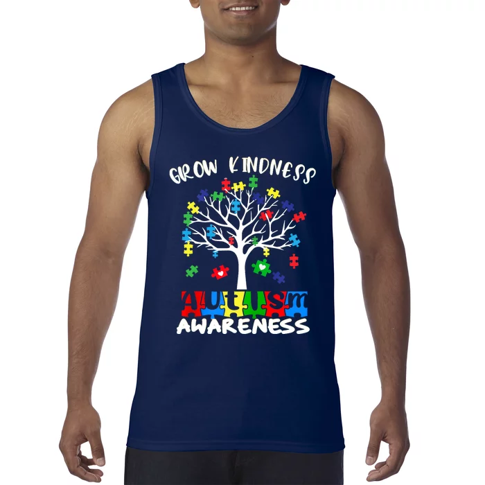 Cute Autism Awareness Tree Of Kindness Puzzle Pieces Tank Top