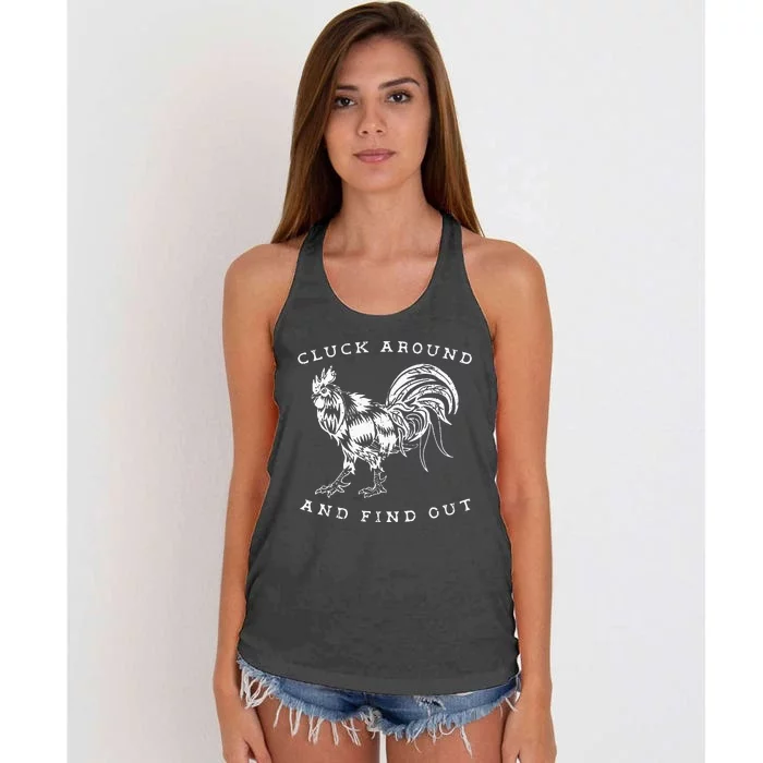 Cluck Around And Find Out Funny Chicken Adult Humor Women's Knotted Racerback Tank